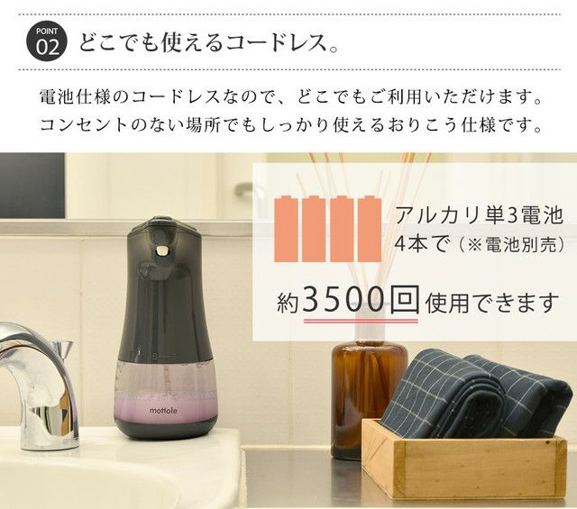 電動ソープディスペンサー泡タイプ MTL-E005 | mottole公式サイト