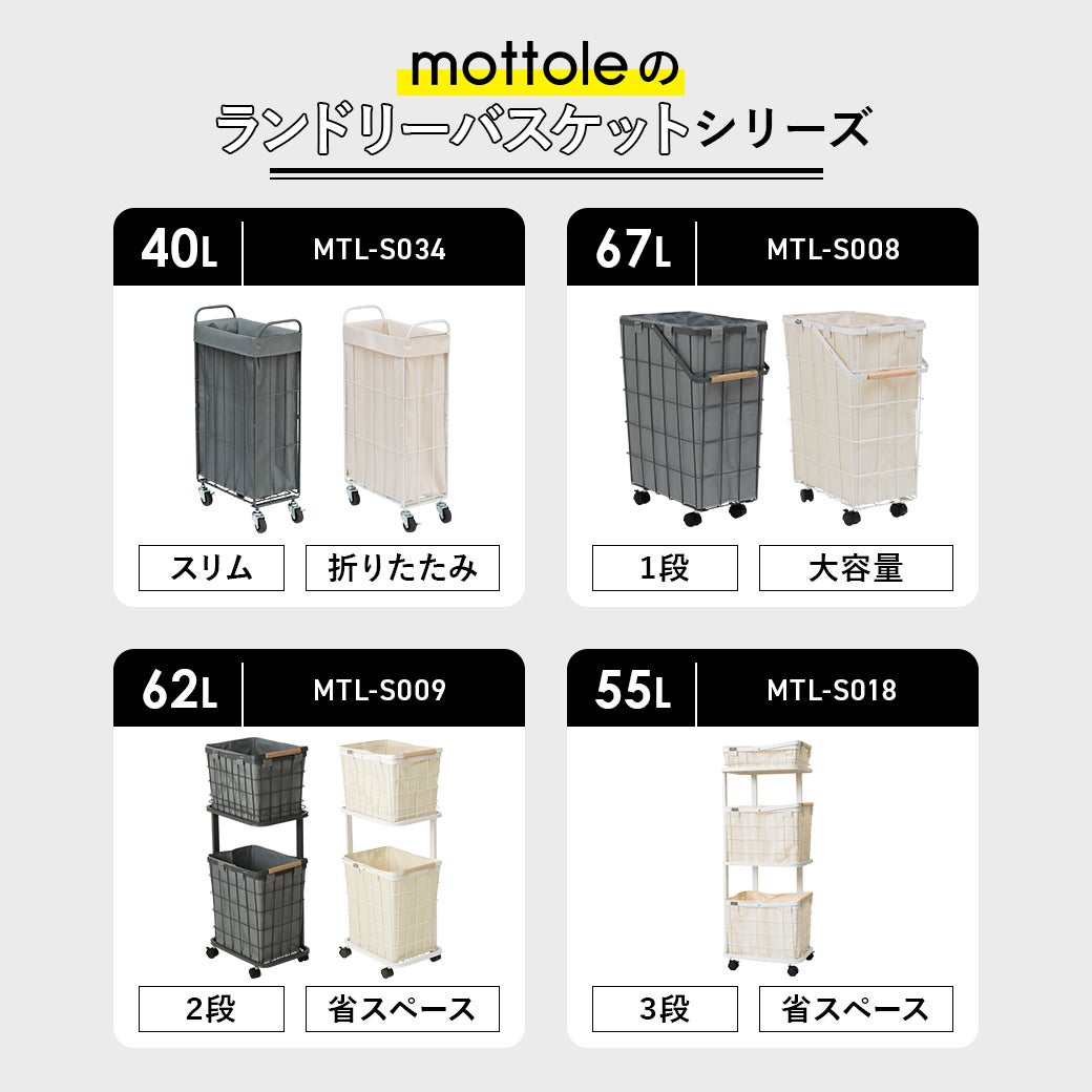 折りたたみランドリーバスケットmottoleMTL-S034